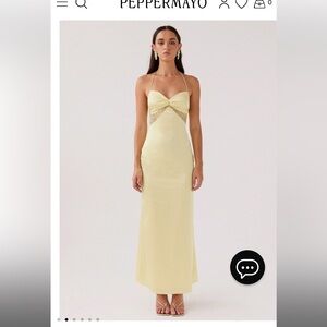 Peppermayo Exclusive - Dream Sight Lace Satin Maxi Dress - Lemon